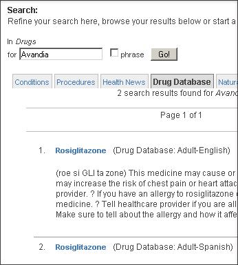 Health Library Search Example